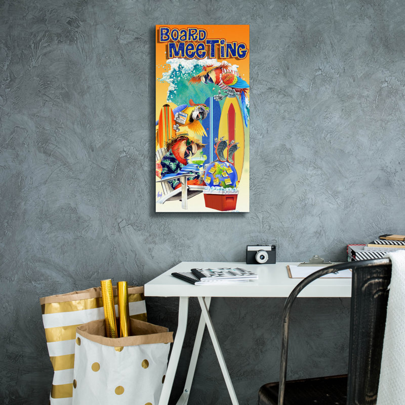 «Board Meet» par James Mazzotta, art mural sur toile, H 24 po x l 12 po x P 0,75 po
