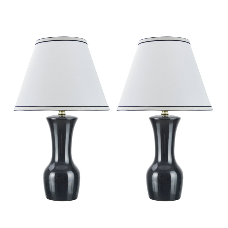 Ensemble de lampes de table en céramique 20 po Cacia, Gris foncé