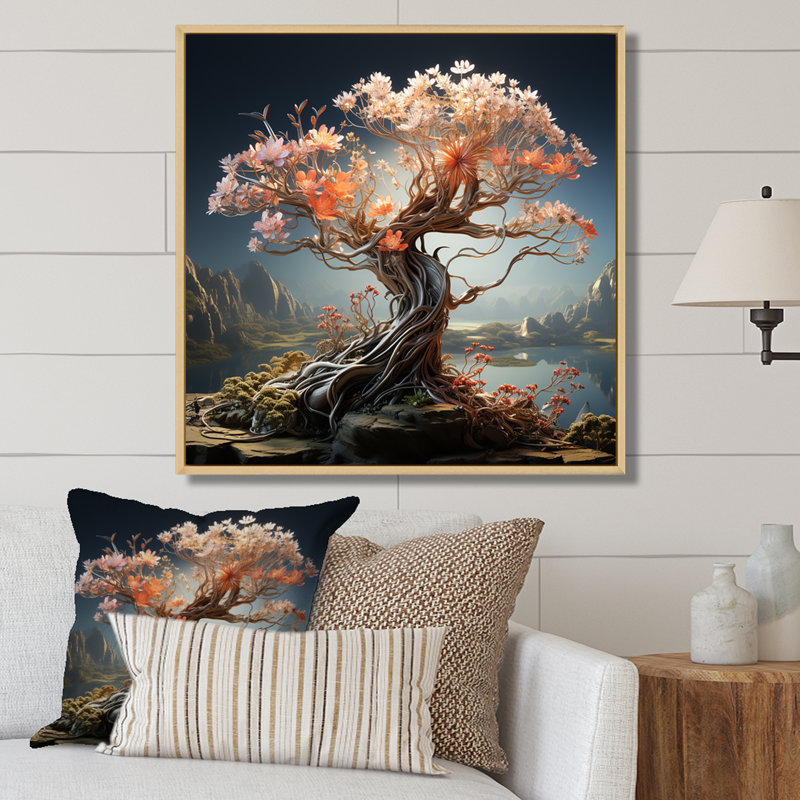 Maman surréelle sérénité tons pastel sur toile, Cadre naturel flottant, H 16 po x l 16 po