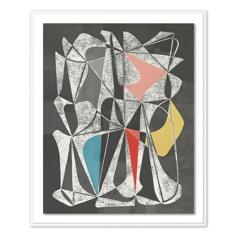 Vedene Print by Bangbouh Studio, 60" H x 49" W x 2.5" D, White, Light Gray/Red/White/Gold/Blue