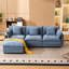 Canapé modulaire en L à 3 places en chenille avec pour bureau, convertible en différentes configurations, éponge haute densité et banc à ressorts en acier bleu, chenille, bricolage facile