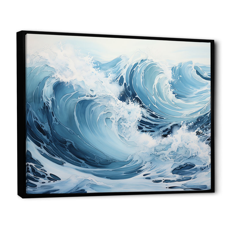 " Minimalism Ocean Storm ", 24" H x 32" W x 1" D, Black Floater Framed