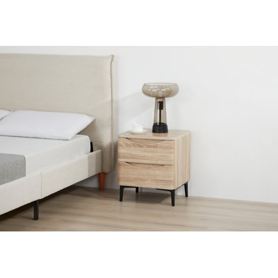 18” Modern 2-Drawer Cabinet in Oak Wood Grain Vinyl Surface