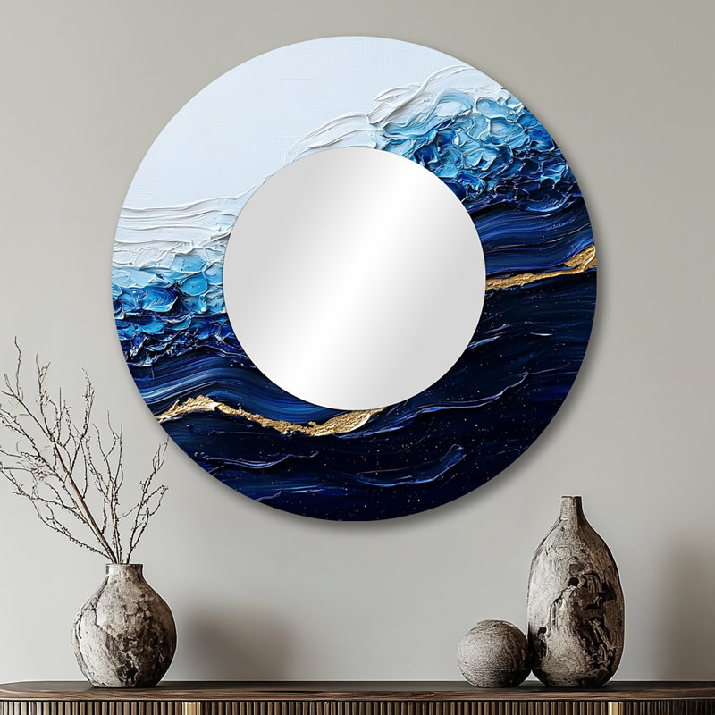 Abstrait aqua abstrait de l'inconnu - Art mural miroir moderne - imprimé sur métal, 29 po x 29 po