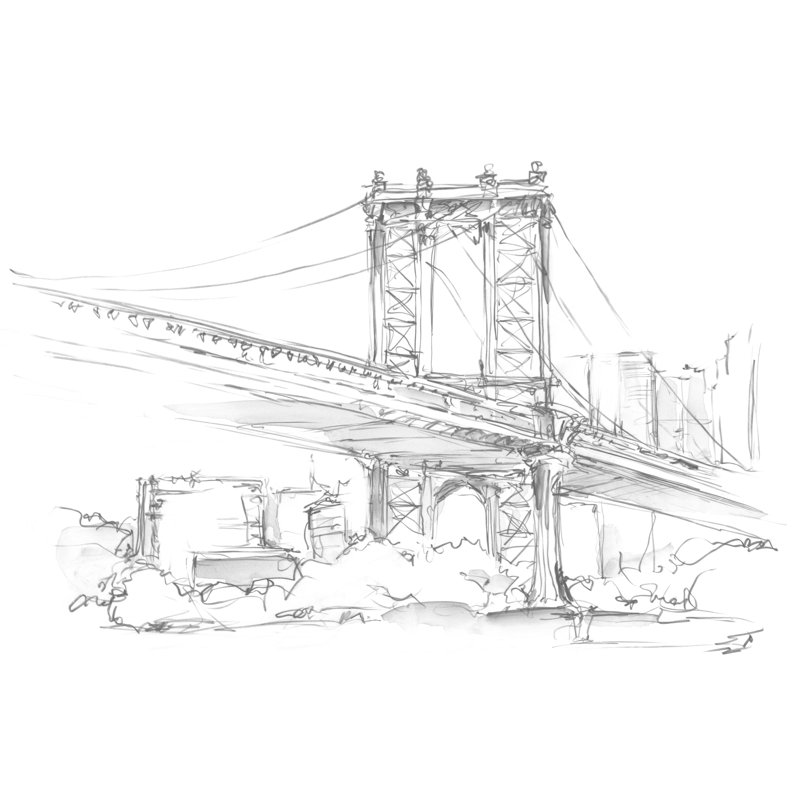 Pencil Cityscape Study II by Ethan Harper - Drawing, 81 cm H x 122 cm W, Black Floater Framed