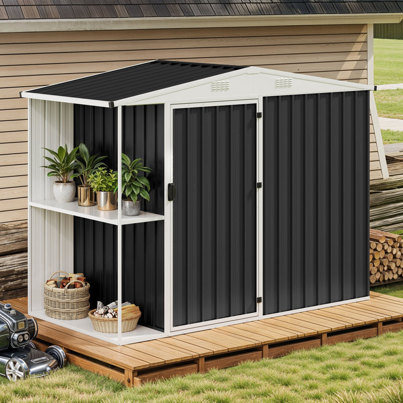 Remise de rangement extérieure en métal l 7,6 pi x P 3,8 pi, Gris