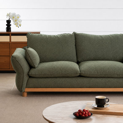 Modern Family Style Sofa with Soft Fabric Upholstery Comfortable Cushioned Seating Durable Frame Perfect for Living Room or Lounge Area