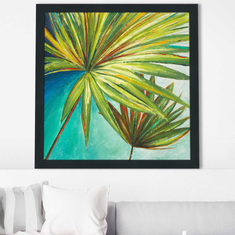 «New Palmera II» par Patricia Pinto - Peinture, Cadre espresso, H 25,5 po x l 25,5 po x P 1 po