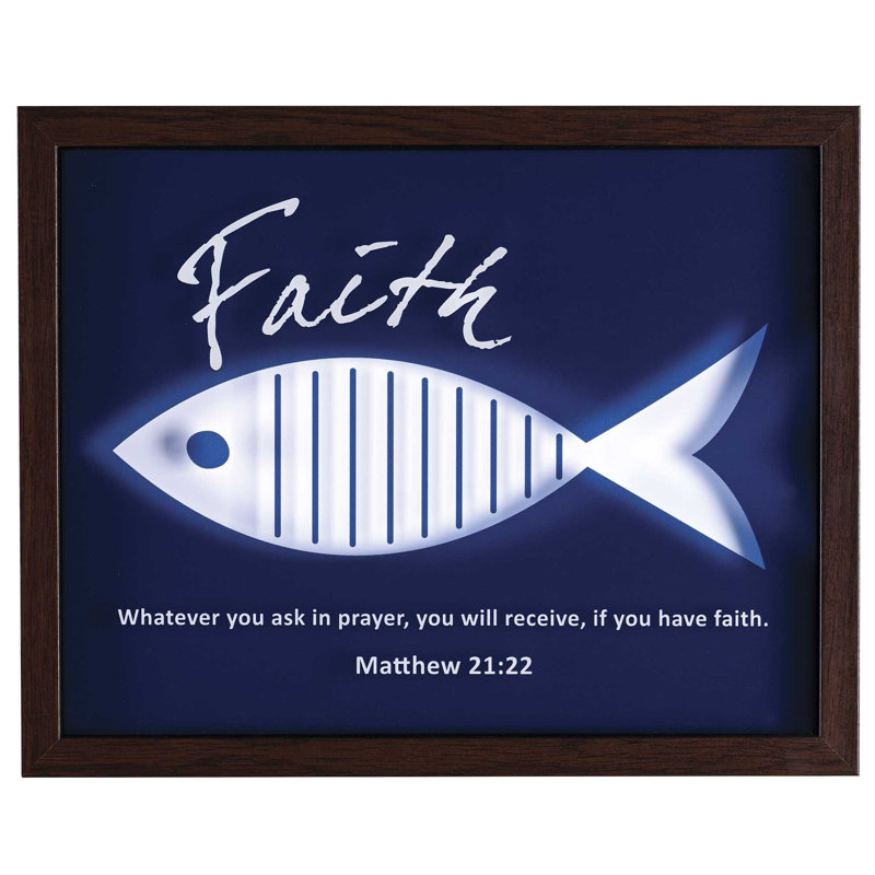 Art mural encadré, bleu marine, poisson Faith