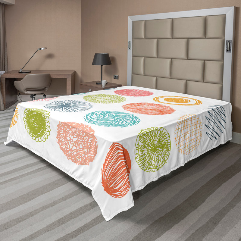 Drap coloré Ambesonne, Drap plat pour très grand lit californien