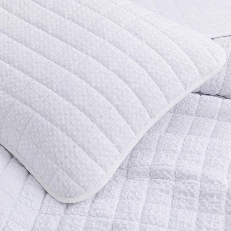 Wilmer Waffle Weave Textured Quilt Set, Queen Quilt + 2 Standard Pillow Shams