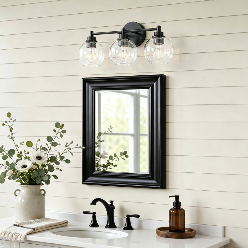 Shelburn Dimmable Vanity Light, Matte Black, 3
