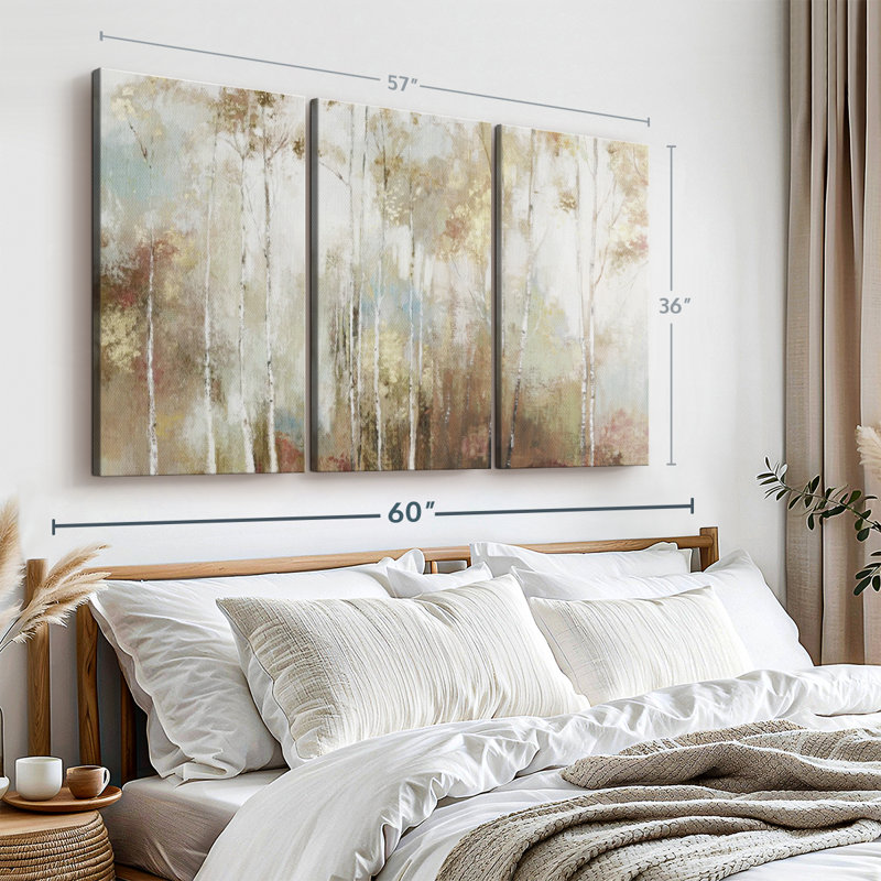 «Fine Birch III», 3 pièces sur toile, H 36 po x l 57 po 