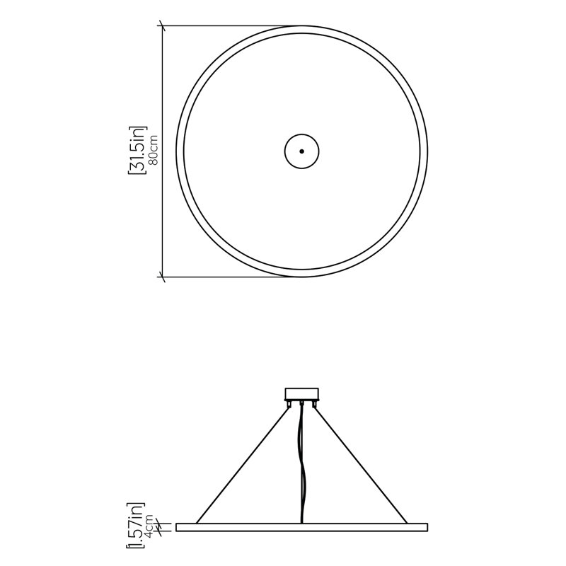 Lustre tambour unique à 1 lumière DEL, H 1,57 po x l 31,5 po x P 31,5 po, Blanc organique