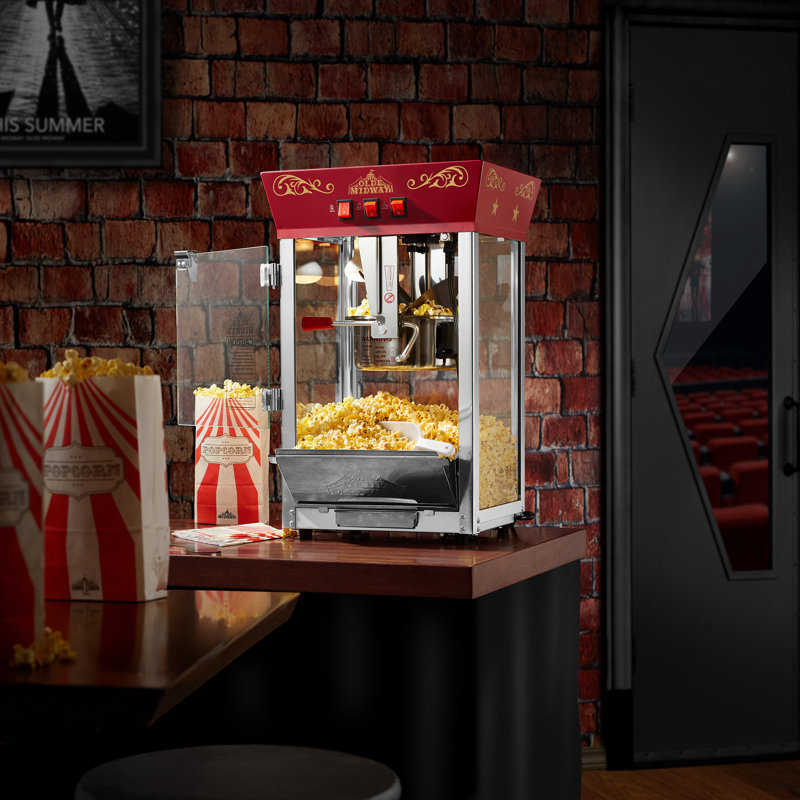 Machine à maïs soufflé de style cinéma avec bouilloire de 225 g - Rouge, Rouge