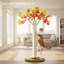 Arbre à chat décoratif de 104 cm (40,9 pouces) avec motif de feuilles d'érable d'automne, recouvert de sisal naturel et orné de feuillage automnal. Il est doté d'un jouet interactif pour l'entretien et le jeu des griffes des chats d'intérieur.
