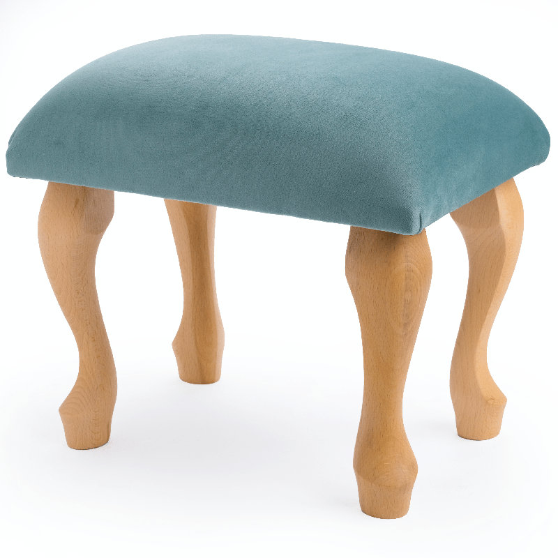Gregor 38cm Wide Velvet Rectangle Solid Colour Footstool Ottoman, Blue