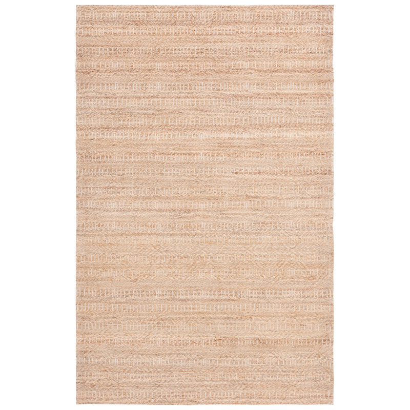Bovina Natural Fiber Handloomed Jute Cotton Abstract Rug in Ivory/Natural, Rectangle 6' x 9'