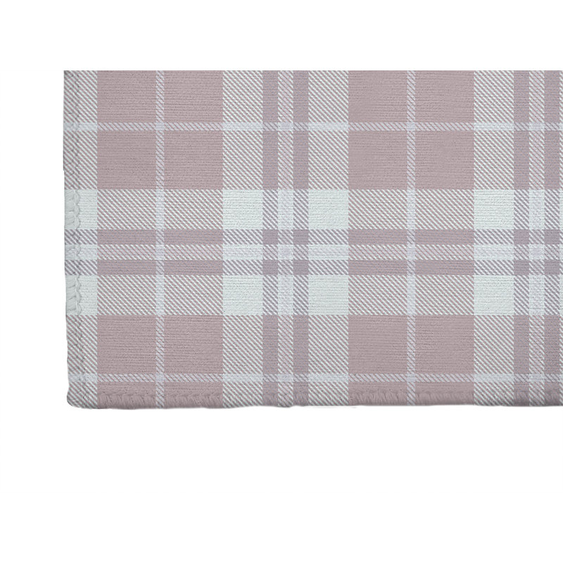 Tartan Block Kids Play Mat, Pink, Rectangle 2' x 3'