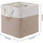 6 Pack 13x13 Inch Cube Fabric Storage Bins, Collapsible Foldable Storage Cubes with Rope Handles White & Beige for Home Organization
