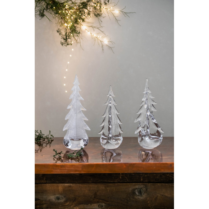 Glass Evergreens Handmade Plants & Flowers Decorative Object, 14 inch