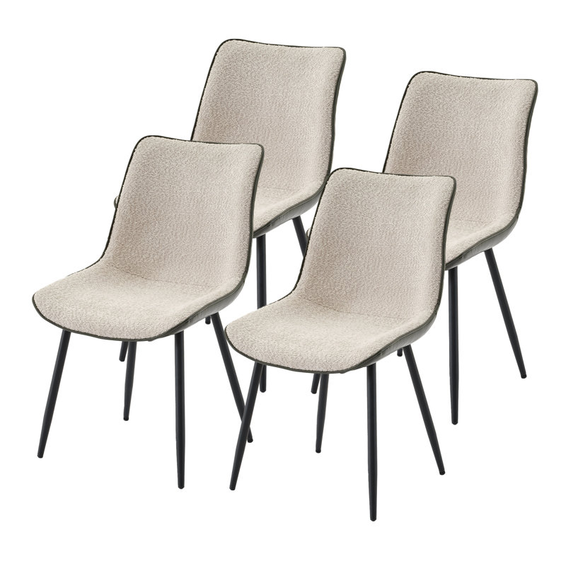 Chaise de salle à manger sans accoudoirs en similicuir de 17,7 po (ensemble de 4) Boucle, Vert foncé