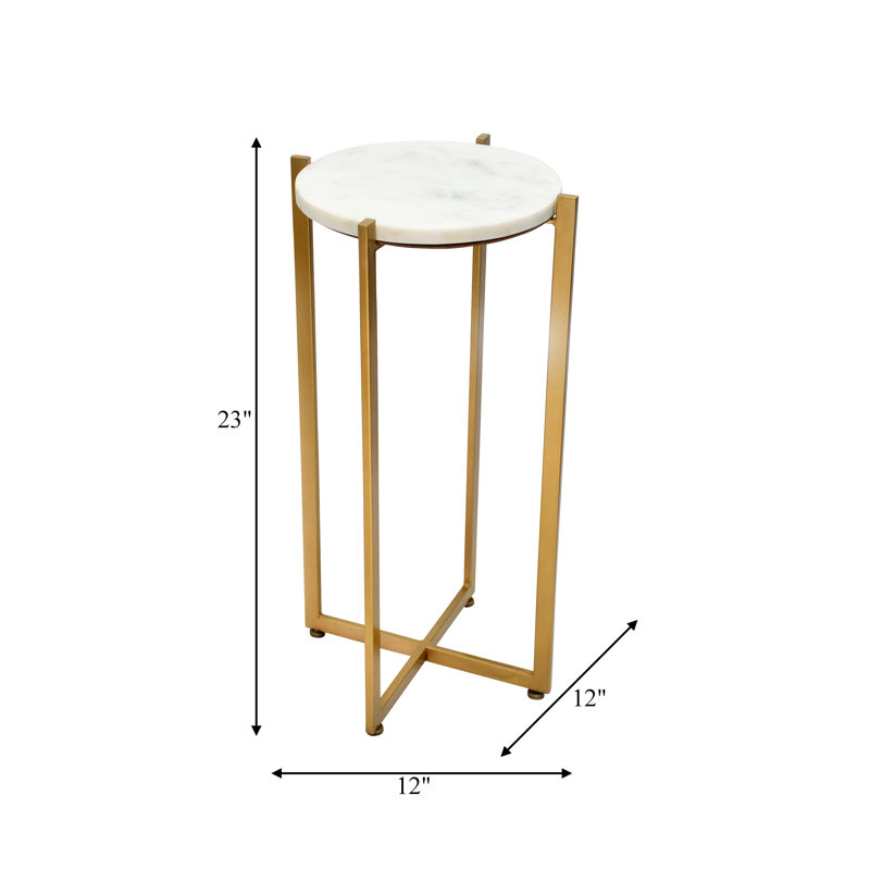 Deylani Style Modern 23'' Tall Cross Legs End Table, Gold