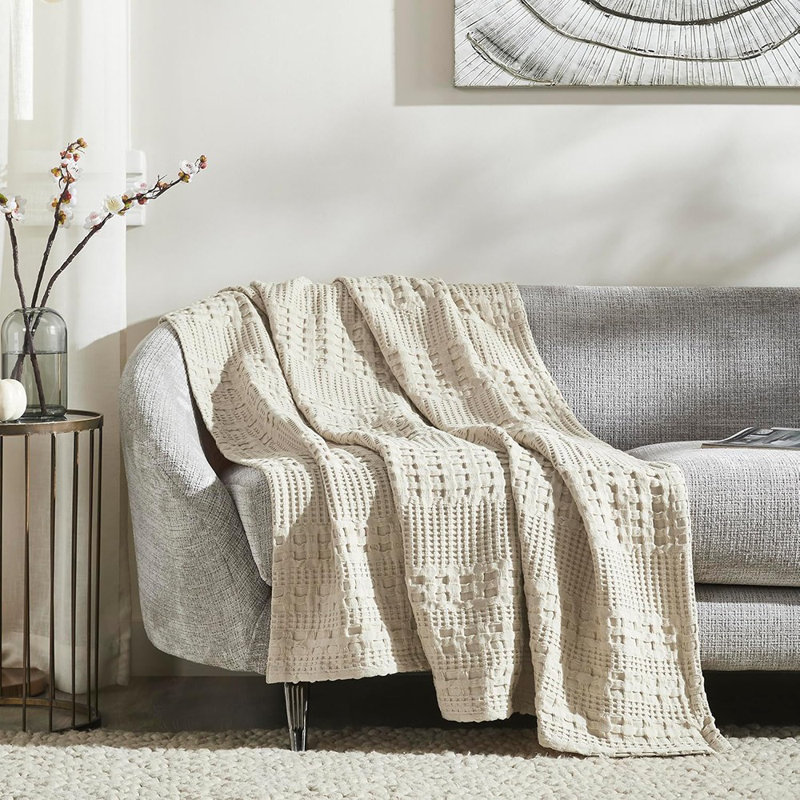 Jeté 100% coton tissé gaufré 50X60 Brands Brands, décora ...