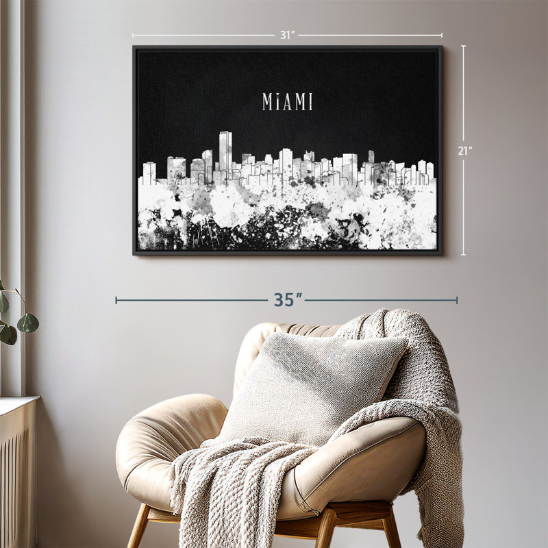«Miami Skyline BW», H 21 po x l 31 po