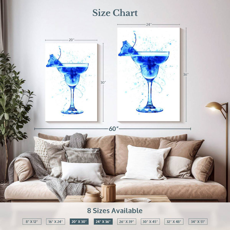 Verre à cocktail II, H 36 po x l 24 po