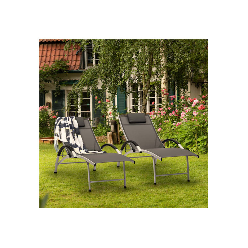 176cm Long Reclining Single Chaise with Cushions, Grey