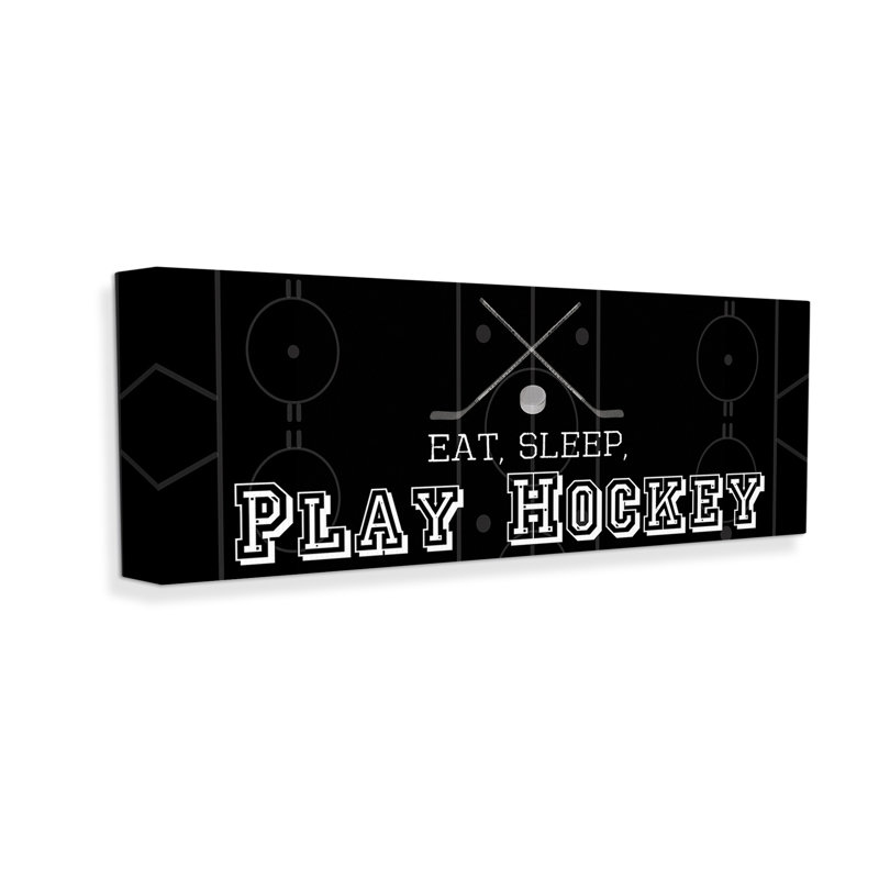 «Eat Sleep Hockey Expression» par Lauren Gibbons, H 17 po x l 40 po