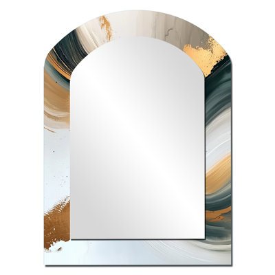 «Silody Melody of Golden Hard Edge Ink I», peinture murale à forme irrégulière, miroir asymétrique moderne, art métallique imprimé
