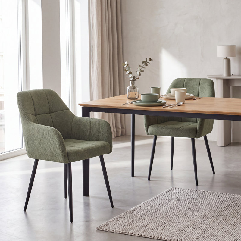 Chenille Fabric Dining Chair, Green