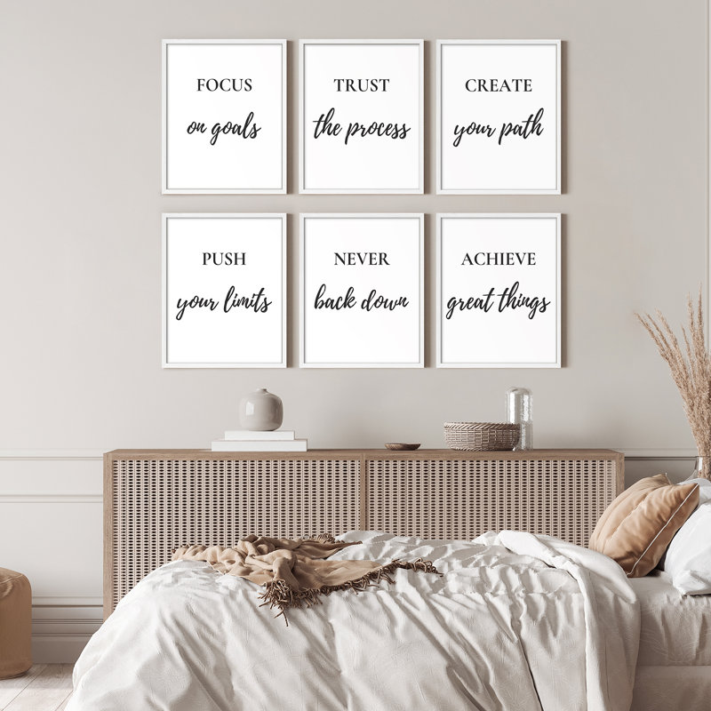 Motivation, art mural encadré, impression sur toile, H 14 po x l 11 po, Blanc