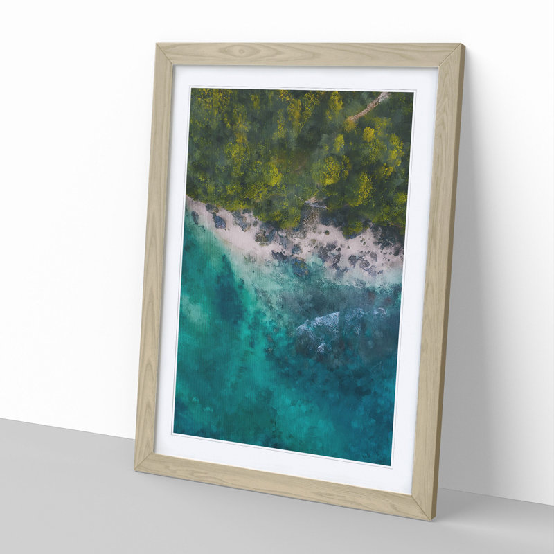 Padang Padang Beach in Bali - Picture Frame Painting, 48cm H x 36cm W x 2cm D, Oak Framed