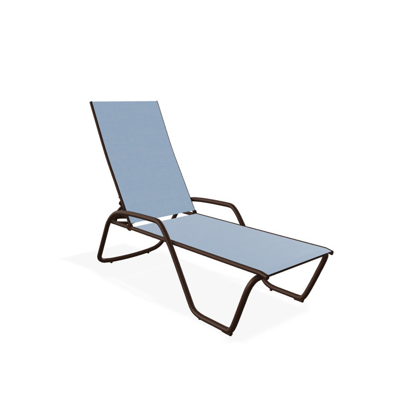 Outdoor Rust-Resistant Metal Chaise Lounge, Textured Kona, Sky 42D