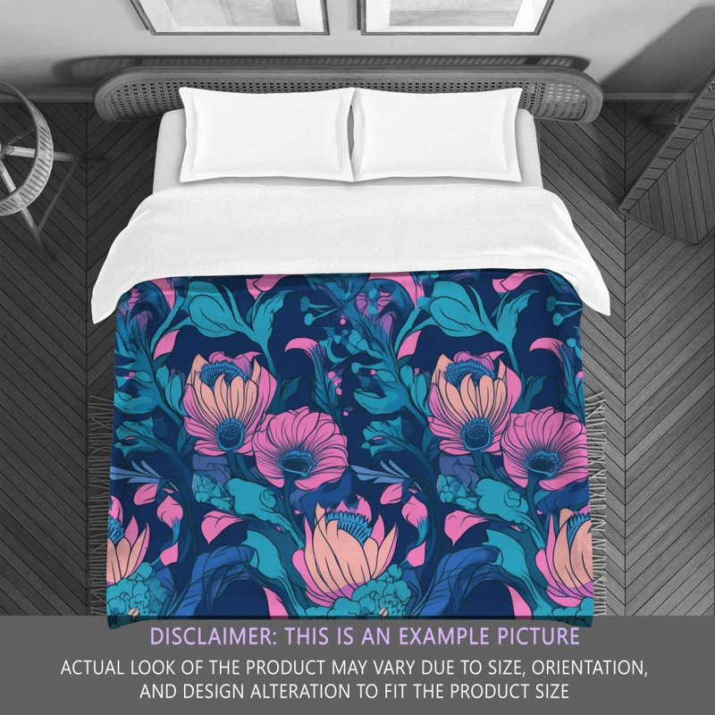 Machine Printed Comforter, Queen Comforter, Blue/Pink Floral