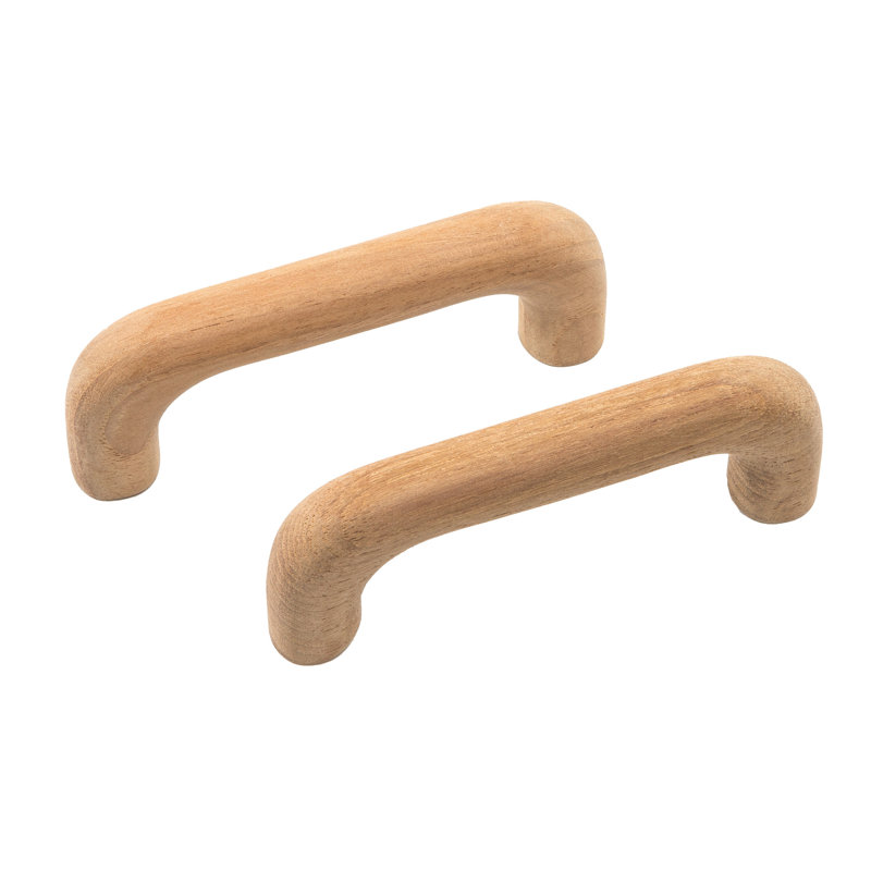 Ensemble de deux poignées de tiroir en forme de C en bois brun