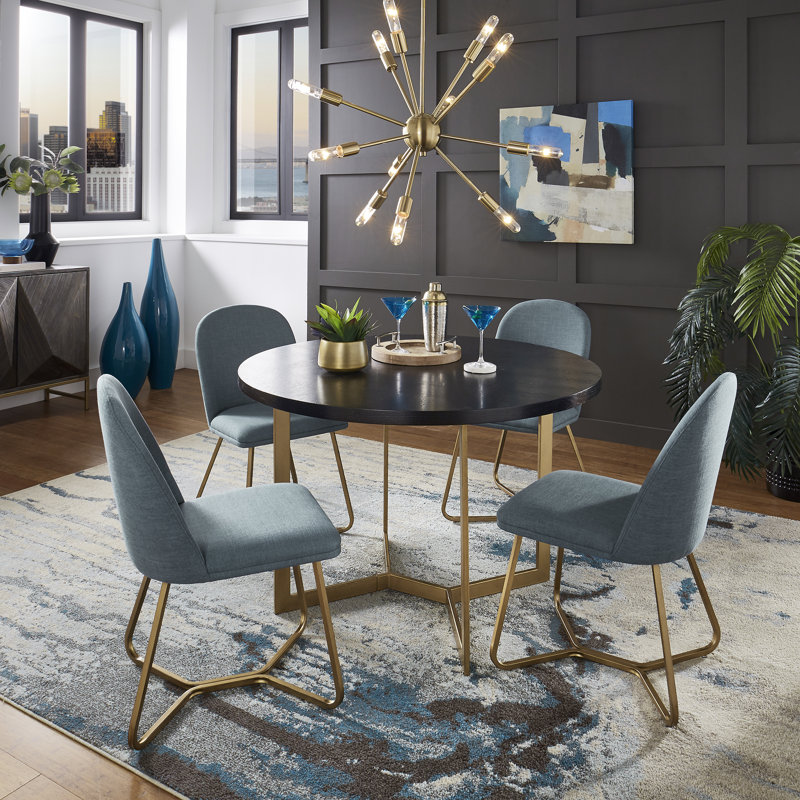 Ainhoa 4 - Person Trestle Dining Set, Peacock Blue