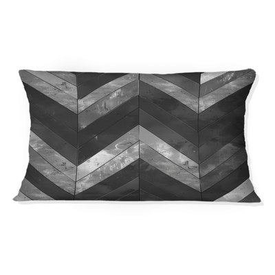 Coussin lombaire Mid-Century noir à chevrons Delight