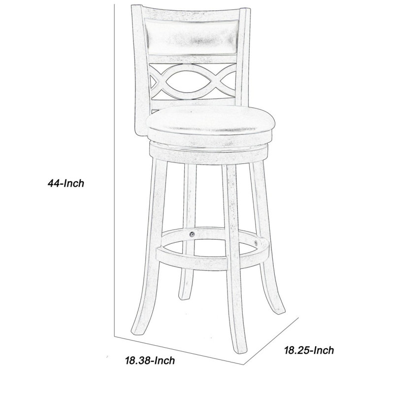 Curved Lattice Back Swivel Barstool With Leatherette Seat