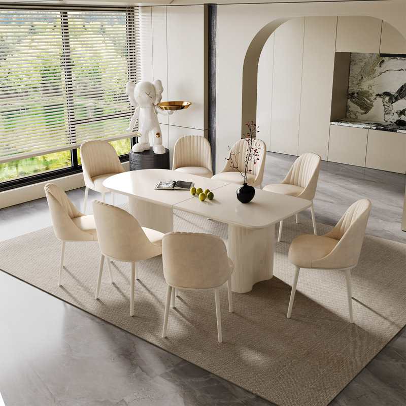Abishan 70.87" Modern Rectangle Cream White Dining Table for Kitchen, Bar, Living Room, Cream, 29.56''H x 70.87''L x 31.5''W