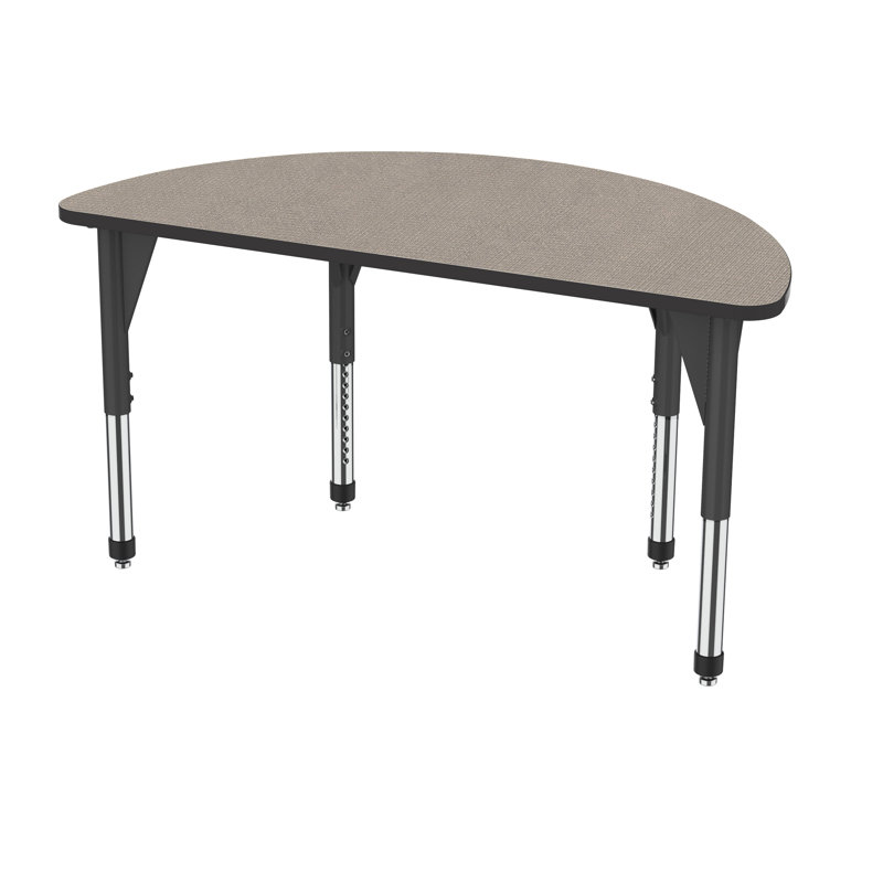 Table de bout à hauteur ajustable demi-cercle Premier Series, H 42 po x l 30 po x L 60 po, Noir, Filet étain