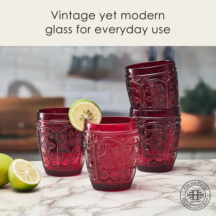 Fitz and Floyd Trestle Set of 4 Blush Highball Glasses