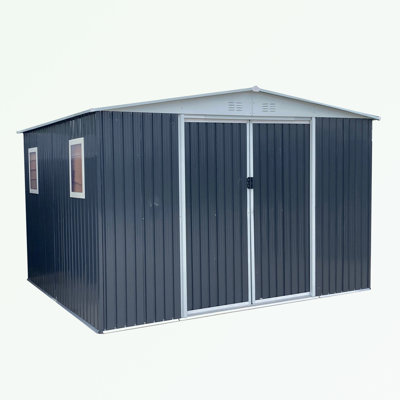 Outdoor metal Frame Storage Shed with Lockable Door and 4 windows