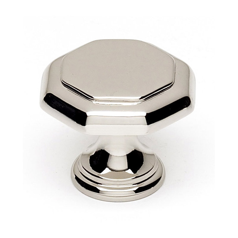 Geometric Geometric Knob, Polished Nickel, 1" H x 1" W x 0.63" D