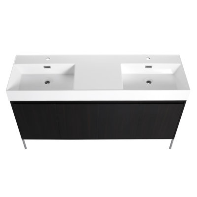 60" Freestanding Bathroom Vanity With Resin Double Sink