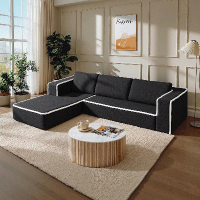 121" Oversized Modular Cloud Couch With Chaise, L-Shaped Deep Seat Sofa, Wide Armrests, Memory Foam, No Assembly by Latitude Run