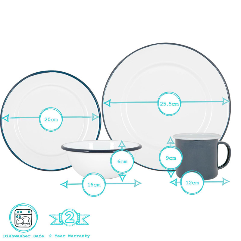 Piece Dinnerware Set - Service for 4, Black